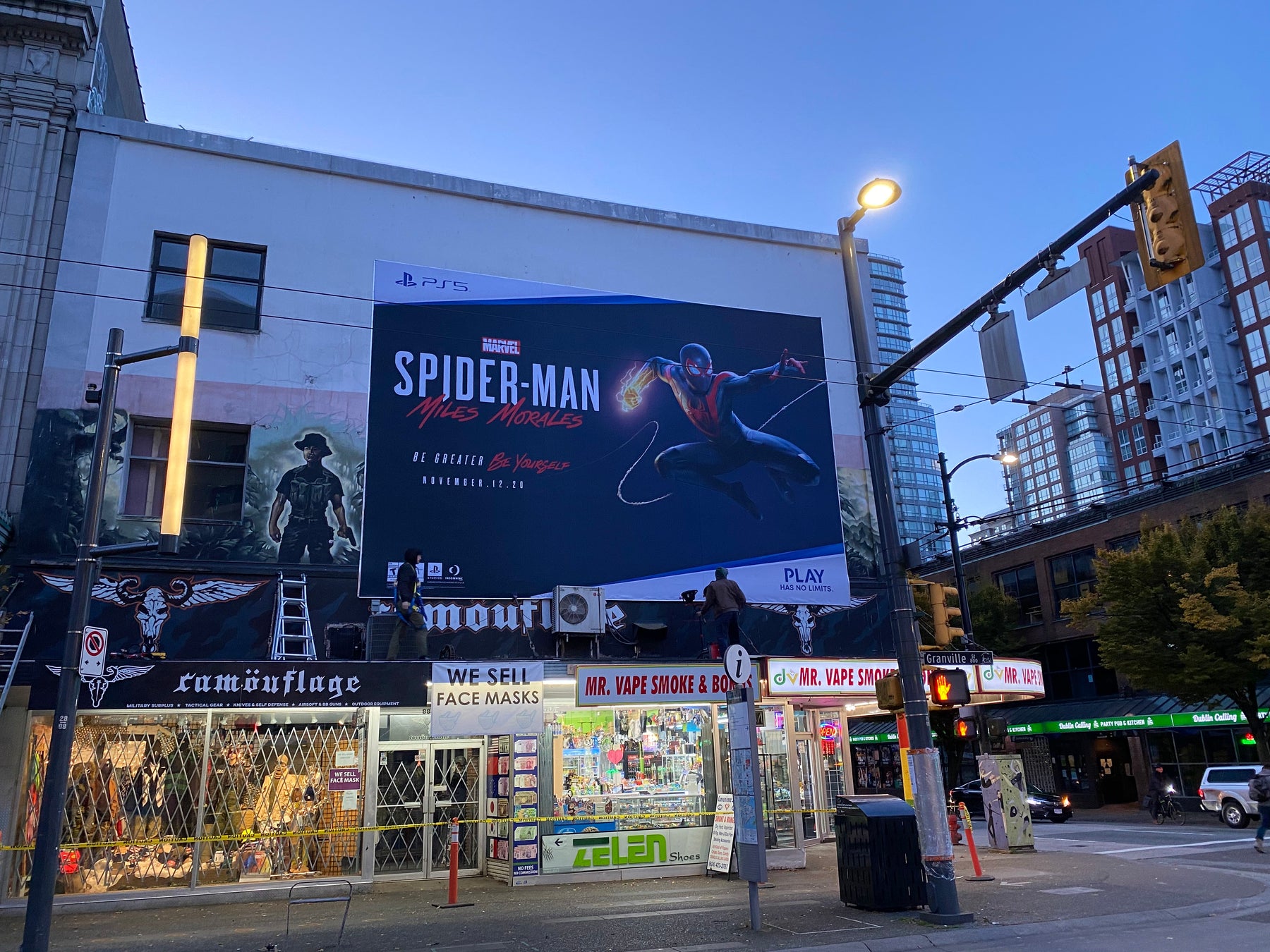 PS5 - Spiderman banner in Downtown Vancouver