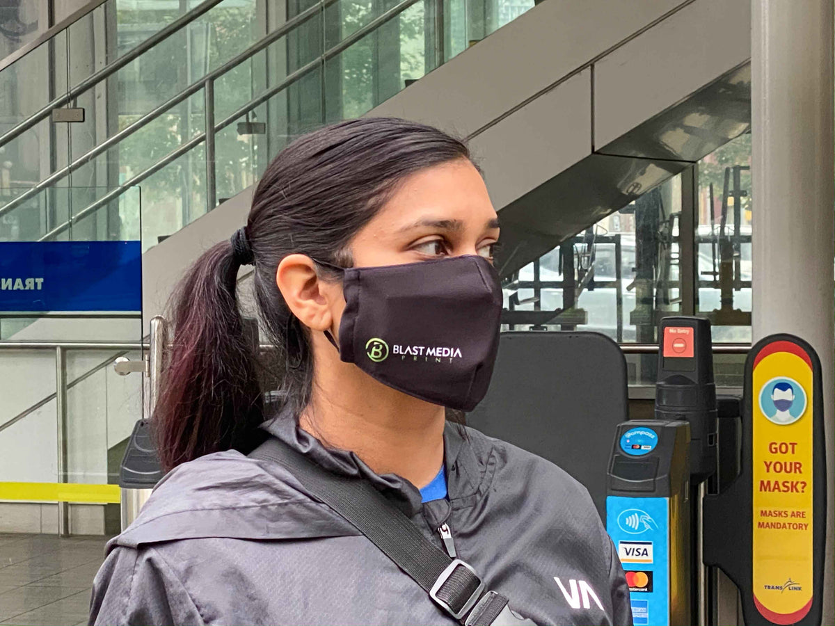 Custom Printed 3-Layer Washable Face Masks with Adjustable Ear Loops (includes 2.5 PM filter, Minimum Order of 30)