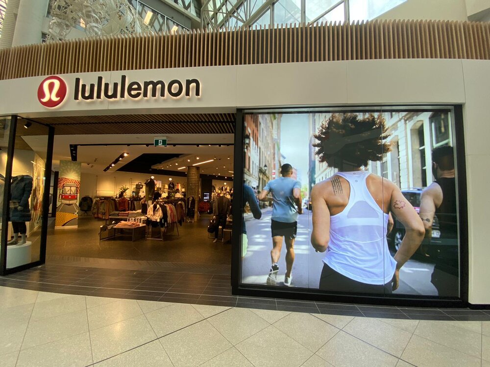 Lululemon lightboxes at Eaton Centre in Toronto