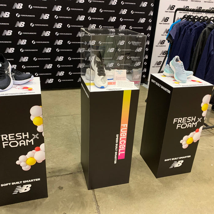 Plinth Boxes (MDO) and fabric tension banners for New Balance