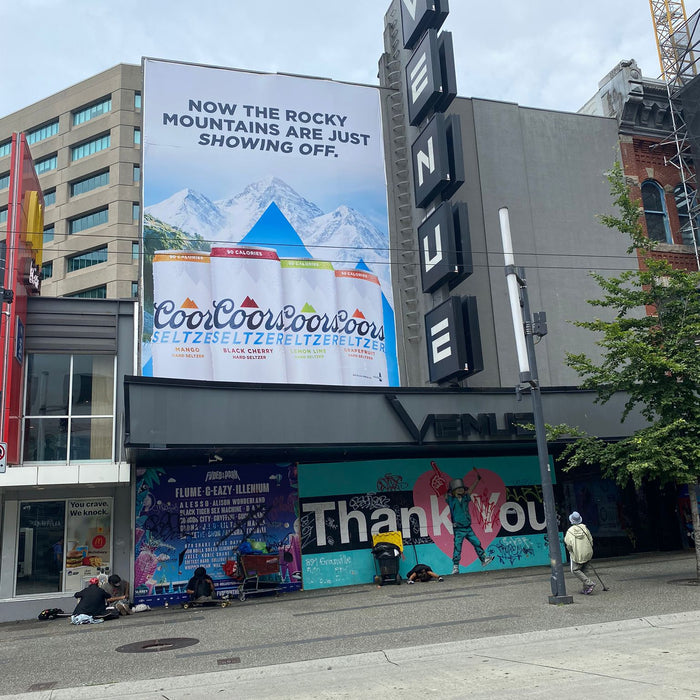 Fabric Banner at Venue on Granville Street in Vancouver