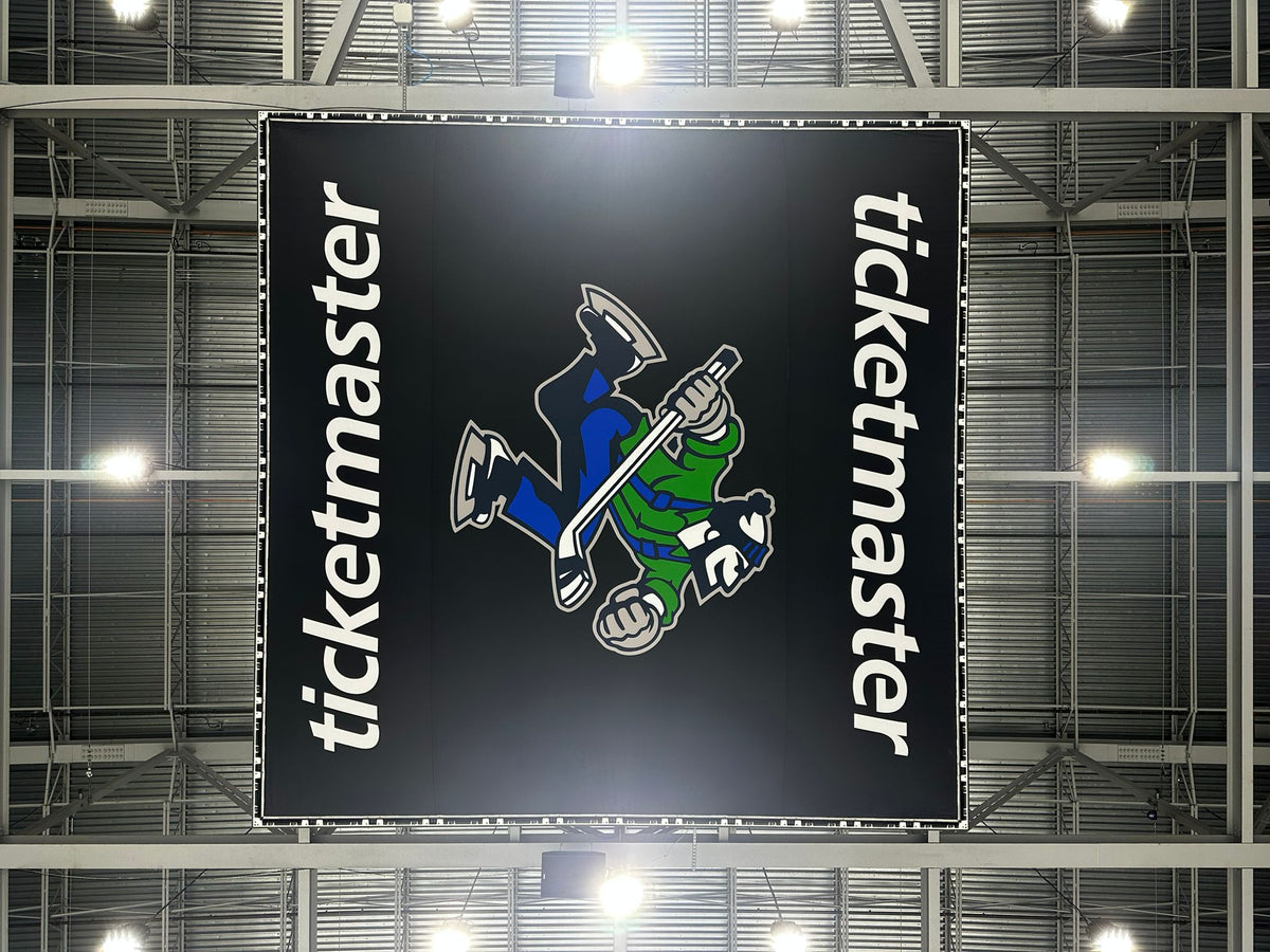Score board belly wrap and rink boards for the Abbotsford Canucks