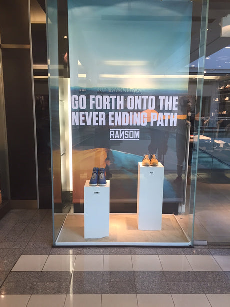 Ransom window display at Sneakerbox