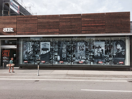 Obey window display at The Boardroom