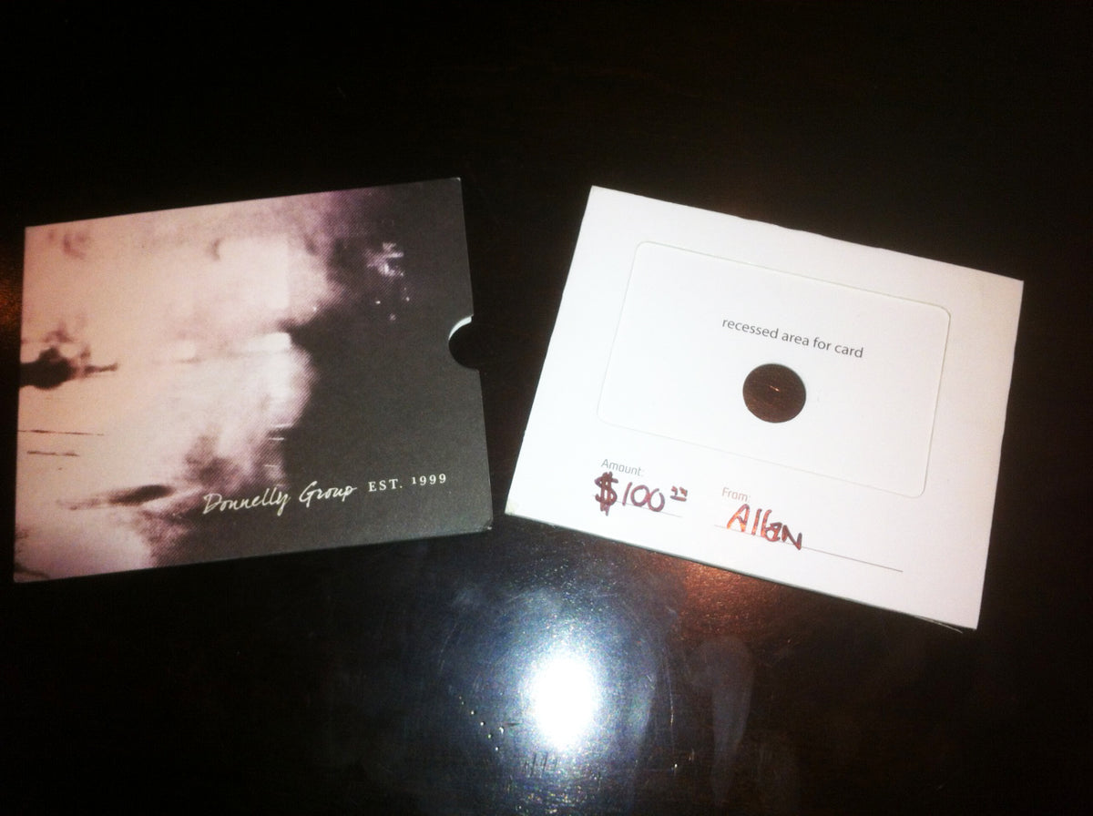 Gift Card Holders printed for Donnelly Hospitality Group