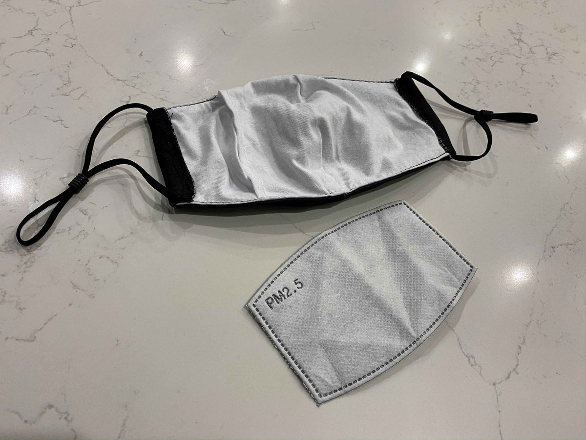 Custom Printed 3-Layer Washable Face Masks with Adjustable Ear Loops (includes 2.5 PM filter, Minimum Order of 30)