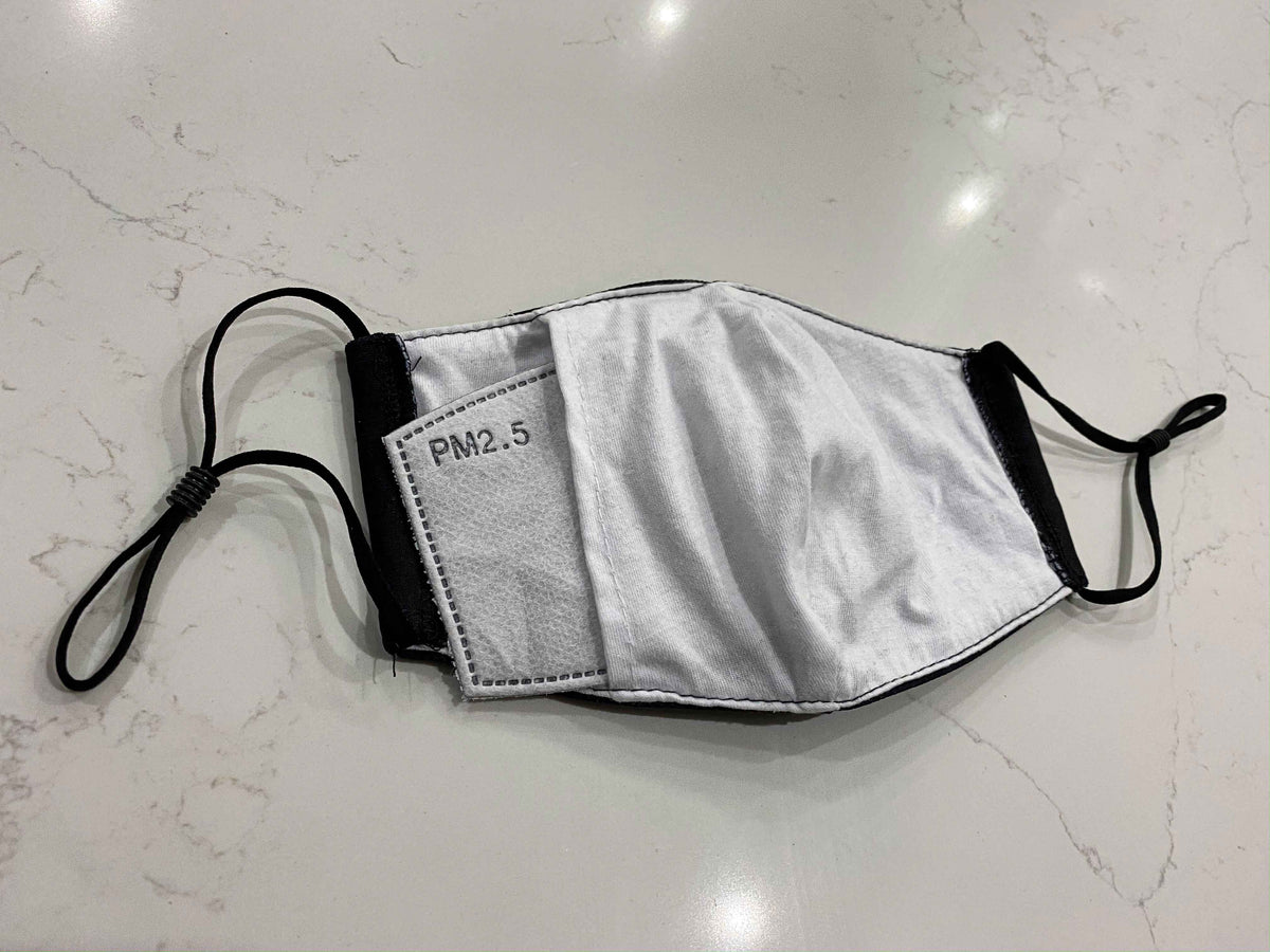 Custom Printed 3-Layer Washable Face Masks with Adjustable Ear Loops (includes 2.5 PM filter, Minimum Order of 30)