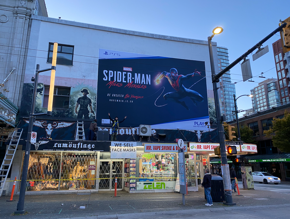 Banner for the movie "Spider-Man" in Vancouver